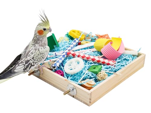 Jinkoozz Vogelfutter-Spielzeugbox, Papageien-Zerkleinerungsspielzeugbox, Vogelkauspielzeug, Vogelkäfig-Zubehör, geeignet für kleine Vögel, Sittiche, Nymphensittiche, Liebesvögel von Jinkoozz