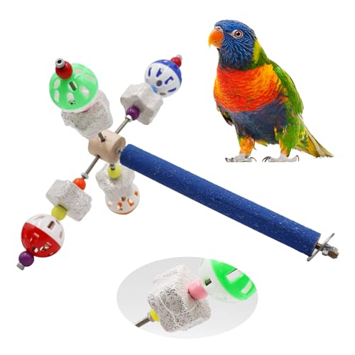 Vogelsitzstange Spielzeug mit rotierenden Kugeln, Papagei Sitzstange Ständer mit Kalziumstein Kauspielzeug, Vogelspinning Balls Spielzeug, Vogelkäfig Zubehör für kleine Vögel Papageien Sittiche Vogelsitzstange Spielzeug mit rotierenden Kugeln, Papagei Sitzstange Ständer mit Kalziumstein Kauspielzeug, Vogelspinning Balls Spielzeug, Vogelkäfig Zubehör für kleine Vögel Papageien Sittiche von Jinkoozz