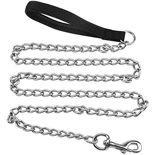 Jinlaili Hochleistungs-Hundekette Leine, Kettenleine für Große Hunde Mittlere Hunde, 1,8m lang, 4mm dick, Kaubeständige Metall-Hundekettenleine mit Bequem Gepolstertem Griff Jinlaili Hochleistungs-Hundekette Leine, Kettenleine für Große Hunde Mittlere Hunde, 1,8m lang, 4mm dick, Kaubeständige Metall-Hundekettenleine mit Bequem Gepolstertem Griff von Jinlaili