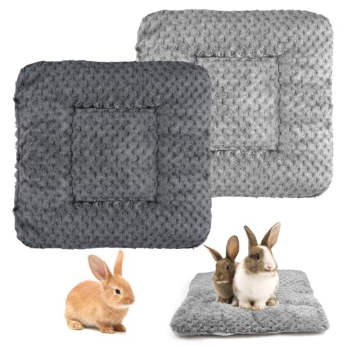 2 Stück Kleintier Plüschbett, Kaninchen Bett 30 x 30 cm, Waschbares Fleece Kaninchen Meerschweinchenkissen, Warme Flauschige Plüschbett für Kleine Tiere für Meerschweinchen, Kaninchen, Hamster von Jinsion