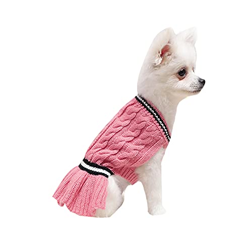 Hundepullover, Haustier Winterkleidung Warme Hundepullover für Katzen Soft Knitted Sweater Cable Knit Sweater Dress for Small Medium Large Dog Cat von Jinyank