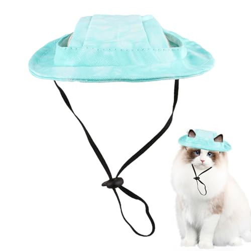 Fischerhut für Hunde, Fischerhut für Hunde, Sonnenhut, Fischerhut mit Ohrloch, verstellbarer Fischerhut für Haustierkostüm, kleine und mittelgroße Katzen, Hunde, Kätzchen von Jinyilwn