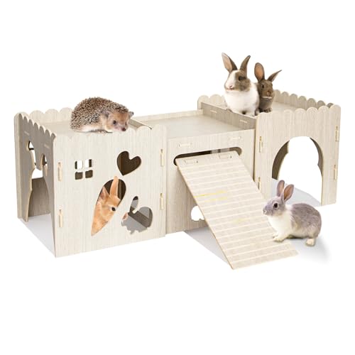 Hasenschloss, Hasenhaus, Hasenversteck aus Holz, stabiles Kaninchenhaus, Holz Spielhaus für Igelversteck Hasenbedarf (3 Häuser) von Jinzhenhong