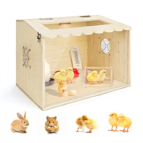 Hühnerbrutkasten, Brutkasten für Küken, Wachtelkäfig aus Holz für Hamster, Entchen, Igel und Eidechsen, Dachfenster Design Kükenstall, Baby Hühnerbedarf (40 x 30 x 30 cm) von Jinzhenhong