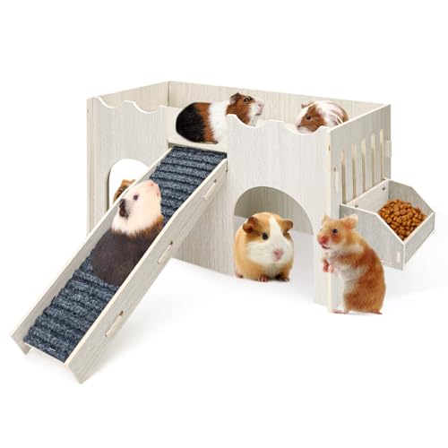 Meerschweinchenschloss aus Holz, Meerschweinchenhäuser und Verstecke, Kaninchenschloss für Indoor-Hasen (groß) von Jinzhenhong