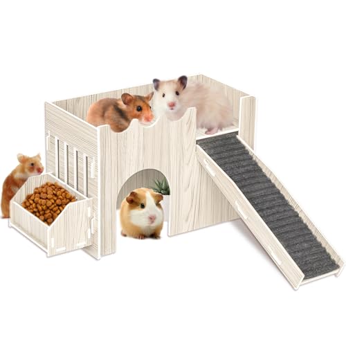 Großes Meerschweinchenversteck Haus Holz Meerschweinchen Schloss mit Futterbecken Meerschweinchen Spielzeug Zubehör für Chinchilla Hamster Igel Kaninchen Hase von Jinzhenhong