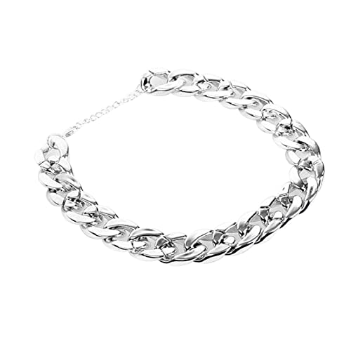Gold Collares De Perros Pet Hip Hop Leads Ketten Kit Hundehalsbänder Halskette Halsband Leine Kubanische Hundekette Katzenhalsband (Silver, One Size) von Jipersuo