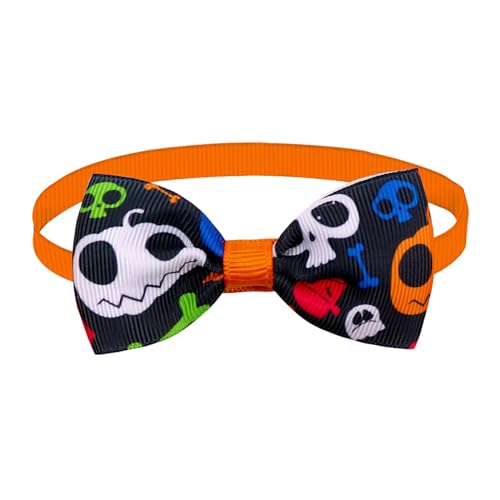 Halloween-Fliege für Haustiere, für Hunde Katzen, Festliche Dekorationen, niedliches Cartoon-Fledermaus-Holzmuster Hundekragen LED (D, One Size) von Jipersuo