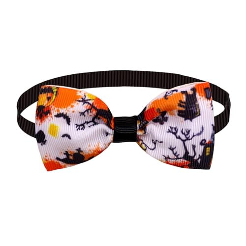 Halloween-Fliege für Haustiere, für Hunde Katzen, Festliche Dekorationen, niedliches Cartoon-Fledermaus-Holzmuster Hundekragen LED (E, One Size) von Jipersuo