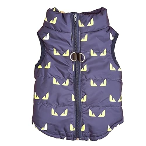 Halloween Haustier-Baumwolljacke Teddy & Pom Warme Weste mit Leinenhaken Leichter Mantel Hundemasken (Navy, XL) von Jipersuo