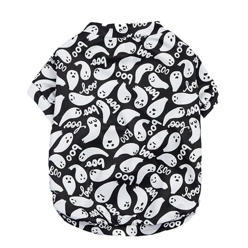 Halloween Trendy Universal Mat.ch Kürbiskopf G.ho.st Muster Sonnenschutz Atmungsaktives Outfit für kleine Hunde Tiermode-Bandana (Black, M) von Jipersuo
