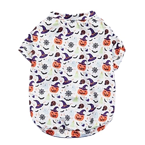 Halloween Trendy Universal Mat.ch Kürbiskopf G.ho.st Muster Sonnenschutz Atmungsaktives Outfit für kleine Hunde Tiermode-Bandana (Red, M) von Jipersuo