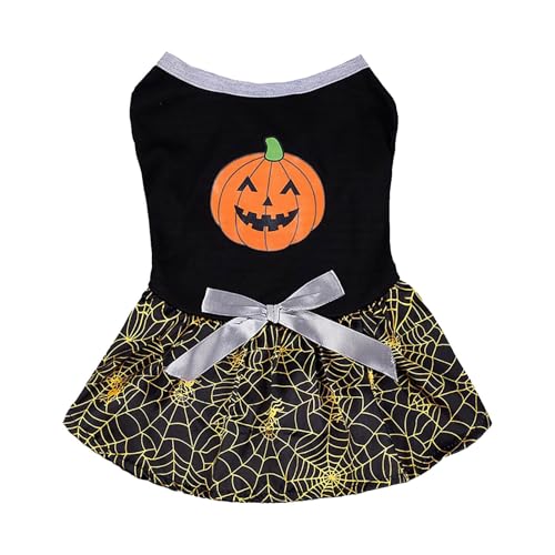 Halloween Weste & Kleid für große Hunde & Katzen Kürbis Geist Spinne Knochen Zauberer Fledermaus Designs Natürliche Materialien Tieraccessoires (Black, S) von Jipersuo