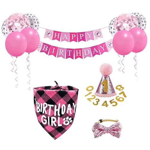 Haustier Geburtstag Party Zubehör Hund Hut Fliege Dreieck Schal Pull Flagge Set Party Dekoration Lieferungen Reflektierende Katzenkragen (PK1, One Size) von Jipersuo