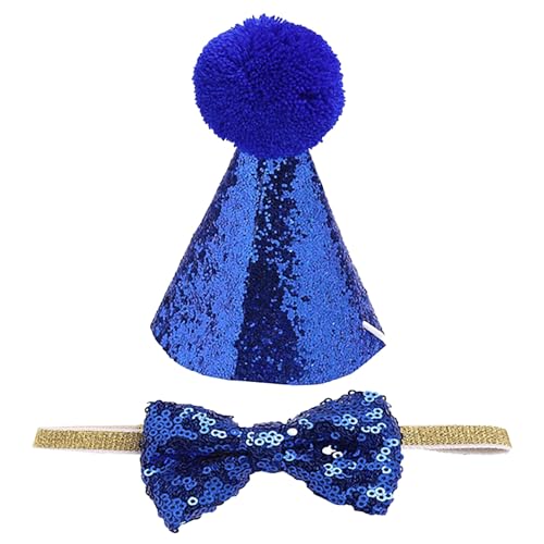 Haustier Hut Fliege Zubehör Geburtstag Party Set Glitzer Hut Fliege Kragen Festival Dekoration Lieferungen Personalisierte Halsbänder (BU1, One Size) von Jipersuo