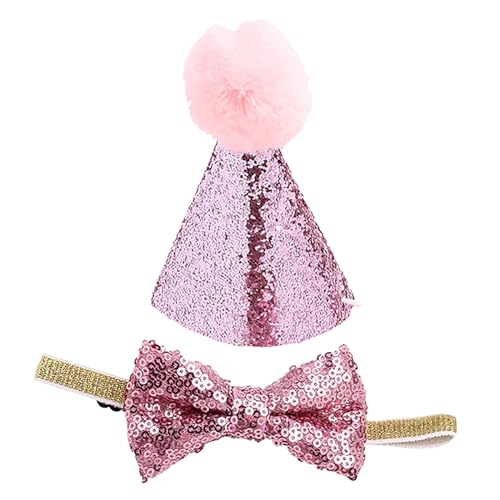 Haustier Hut Fliege Zubehör Geburtstag Party Set Glitzer Hut Fliege Kragen Festival Dekoration Lieferungen Personalisierte Halsbänder (One Size) von Jipersuo