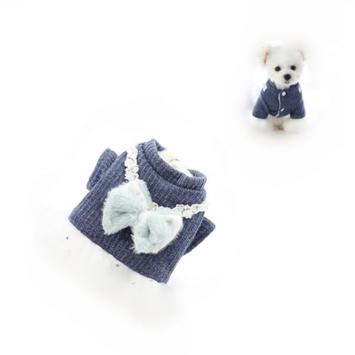 Hundekleidung Teddy Than Bear Bomei Schleife Rock Dicker Kleiner Hund Koki Personalisierte Halsbänder (Blue, M) von Jipersuo