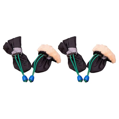 Hundestiefel Schutz rutschfeste Winter-Hundeschuhe mit reflektierenden Riemen Winter warme Haustier-Hundeschuhe rutschfeste Regen-Schneestiefel Welpen für kleine wasserdichte (Black, C) von Jipersuo
