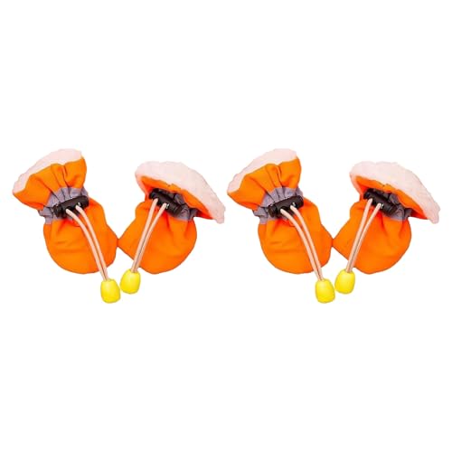 Hundestiefel Schutz rutschfeste Winter-Hundeschuhe mit reflektierenden Riemen Winter warme Haustier-Hundeschuhe rutschfeste Regen-Schneestiefel Welpen für kleine wasserdichte (Orange, C) von Jipersuo