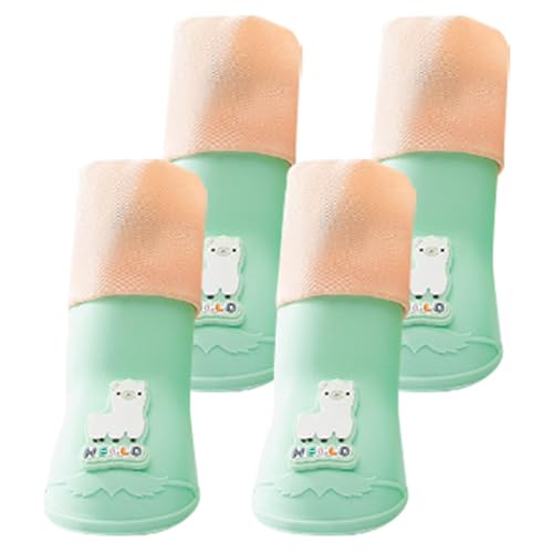 Jipersuo 4 Stücke Niedlichen Hund Regen Schuhe Kleine Und Mittlere Welpen Gummi Cartoon Hund Stiefel Sommerkleidung für Hunde (BU1, M) von Jipersuo