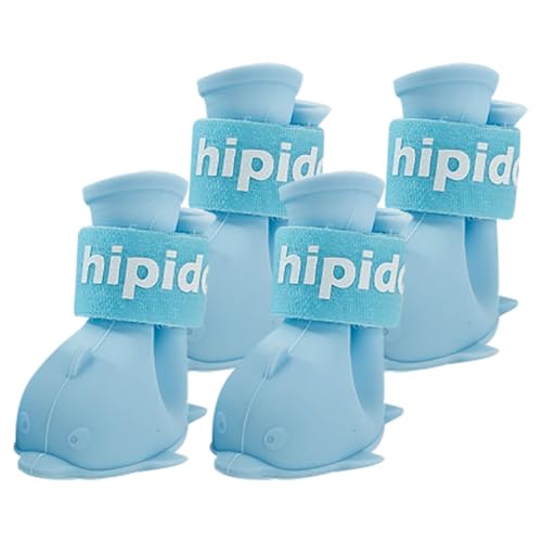Jipersuo 4 Stücke Niedlichen Hund Regen Schuhe Kleine Und Mittlere Welpen Gummi Cartoon Hund Stiefel Sommerkleidung für Hunde (BU2, L) von Jipersuo