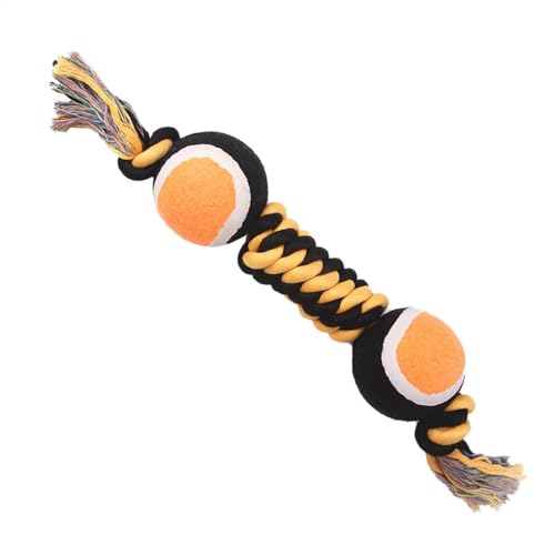 Jipersuo Hundeschleppseil, Zerrspielzeug für Hunde | Welpen-Kinderspielzeug mit Doppeltennis | Halloween-Haustierzubehör, tragbares Baumwollseil für den Geburtstag Kaubänder (Yellow, 40X6CM) von Jipersuo