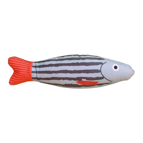 Jipersuo Katzenspielzeug, 3D-Simulation Fischspielzeug, Kissen Fisch, interaktiver Sound, Katzenspielzeug, Katzenbedarf Kauten-zur-Entspannung (Grey, 22x8cm) von Jipersuo