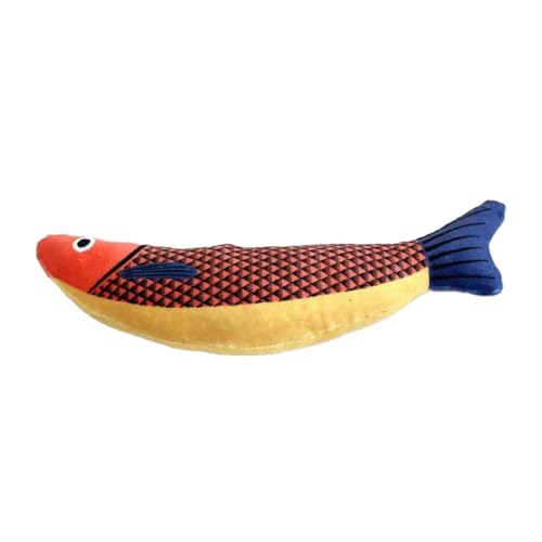 Jipersuo Katzenspielzeug, Meeresfrüchte, Fisch, hohes und stumpfes Zähneknirschen, Katzen-Teasing-Werkzeug, Haustierprodukte für Junge Katzen Knochenkauballs (Orange, 24x6x4cm) von Jipersuo