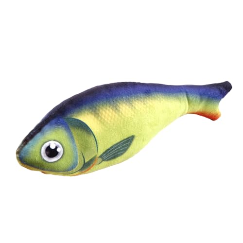 Jipersuo Katzenspielzeug Fisch Goldfisch Knistergeräuschspielzeug Weiches und langlebiges interaktives Katzenspielzeug für Übungen im Innenbereich 8,6 Zoll Naturkaustoffe (Green, One Size) von Jipersuo