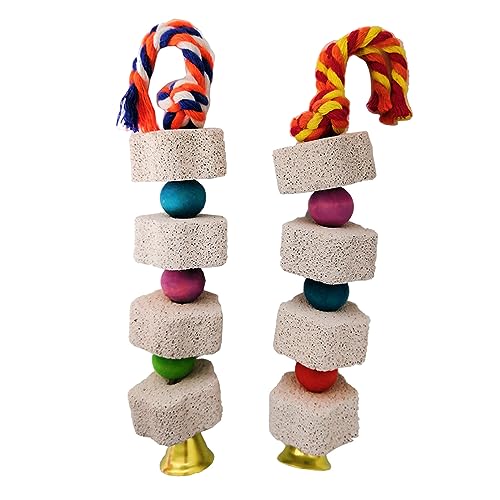 Jipersuo -Kauspielzeug, Schleifstein mit Glocke, Lavastein, Kalzium-Ergänzungsfutter für Haustiere Gesundes-Kautoy (Grey, One Size) von Jipersuo