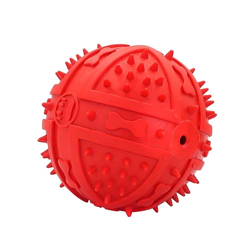 Jipersuo Quietschbälle für Hunde, für Aggressive Kauer, Bälle großer Rassen, interaktives Hundeballspielzeug, Haustiertraining Natürliche Kautextur (Red, One Size) von Jipersuo
