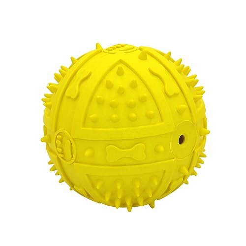 Jipersuo Quietschbälle für Hunde, für Aggressive Kauer, Bälle großer Rassen, interaktives Hundeballspielzeug, Haustiertraining Natürliche Kautextur (Yellow, One Size) von Jipersuo