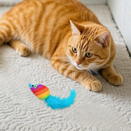 Jipersuo Simulationsspielzeug-Set für Katzen, Federkau- Kratzspielzeug Kautexturen-natürlich (F, 15cm) von Jipersuo