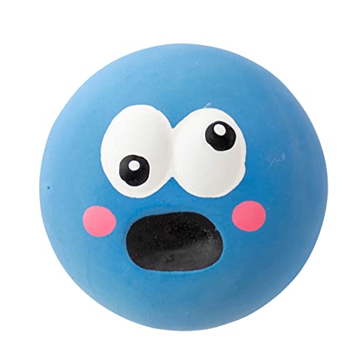 Quietschendes Hundespielzeug Große Augen Hüpfende Hundebälle Flacher lustiger Hundespielzeugball für mittelgroße Hunde Haustierkaubälle für Welpen kleine Hunde Naturkaustoffe (Blue, One Size) von Jipersuo