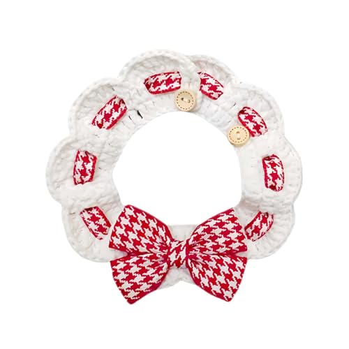 Süßes Katzenhalsband mit abnehmbarem, floralem, ästhetischem Katzenschleifenhalsband, gestrickt für Hauskatzen und Welpen zu Weihnachten wasserdichte Hundehalsbänder (D, One Size) von Jipersuo