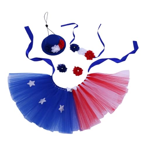 Unabhängigkeitstag Haustier Katze Blau Weiß und Rot Puffrock Katzen- und Hundehüte Haustier Verkleidungszubehör Haustier Urlaub Party Verkleidung Kostüm Zubehör Unabhängigkeitstag (Blue, 15cm) von Jipersuo