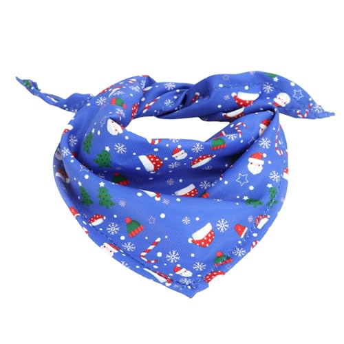 Weihnachten Haustier Hund Handtuch Schal Schneeflocke Süßigkeiten Weihnachtsdruck süße Festliche Haustierbedarf Halsbänder für Hunde (Blue, M) von Jipersuo