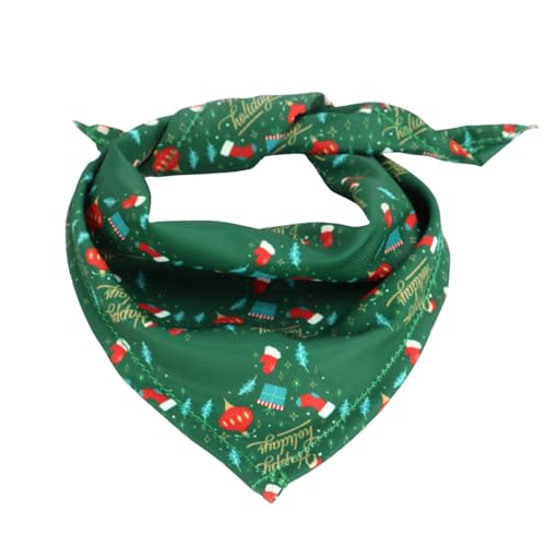Weihnachten Haustier Hund Handtuch Schal Schneeflocke Süßigkeiten Weihnachtsdruck süße Festliche Haustierbedarf Halsbänder für Hunde (Green, M) von Jipersuo