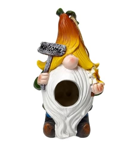 Weißer Bart Alter Mann Vogelornamente Harz Handwerk Garten Zwerg Vogel Outdoor Gartendekorationen Hängende Vorhänge zur Dekoration (Hellblau, 16 x 9 cm) von Jipersuo