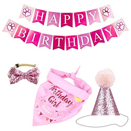 Hunde-Geburtstagsparty-Zubehör, Hut für Bandana, glitzernde Fliege für Haustiere, Geburtstagsparty-Dekorationen Hunde-Geburtstagsparty-Zubehör, Hut für Bandana, glitzernde Fliege für Haustiere, Geburtstagsparty-Dekorationen von Jiqoe