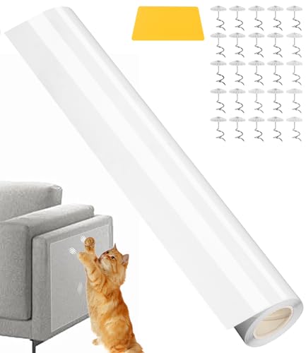 Kratzfolie Katzen Selbstklebend(30cm × 300cm) Anti Kratz Folie für Katzen Kratzschutz Sofa Katze Katzen Kratzschutz (25 Schrauben),Geeignet für Sofas, Schränke, Möbel von Jissta
