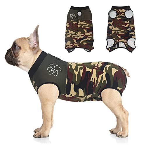 Jiupety Chirurgischer Genesungsanzug für Hunde, verstellbar, Nicht passend für schlanken und Langen Körper, Hundeanzug für chirurgische Genesung, Anti-Lecken chirurgischer Hunde-Einteiler, Camo. von Jiupety