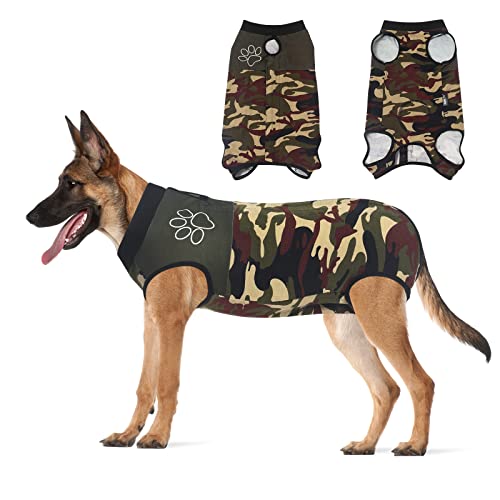 Jiupety Chirurgischer Genesungsanzug für Hunde, verstellbar, nicht passend für schlanken und langen Körper, Hundeanzug für chirurgische Genesung, Anti-Lecken chirurgischer Hunde-Einteiler, Camo. von Jiupety