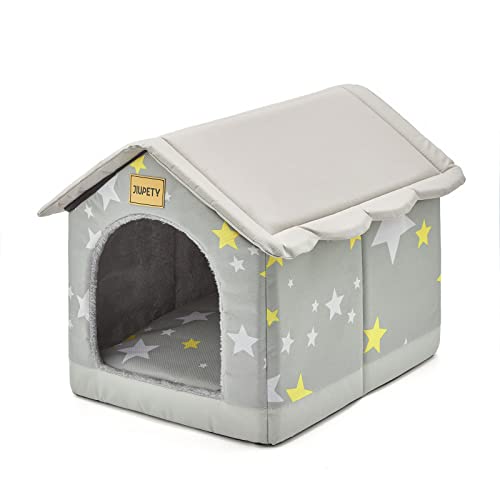 Jiupety Cozy Haustierbett, für drinnen und draußen, Größe S für Katzen und kleine Hunde, warmes Höhlenschlaf-Nest für Katzen und Hunde, Grau von Jiupety
