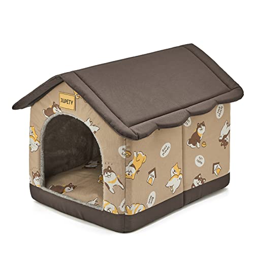 Jiupety Hundehütte Innen, 2XL Größe Indoor Hundehütte für große Hunde, Warme Höhle Schlafnest Bett für Katzen und Hunde, Braun von Jiupety