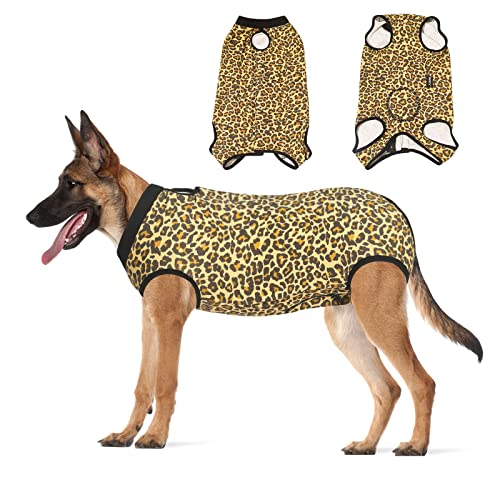 Jiupety Genesungsanzug für Hunde, Gelb Leopard, XXXL von Jiupety