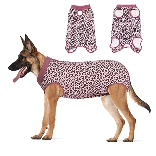 Jiupety Genesungsanzug für Hunde, Rosa Leopard, Größe XL von Jiupety