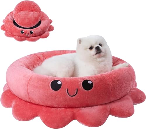 Jiupety Hundebett, Oktopus, Größe M, Rosa / Rot von Jiupety
