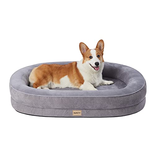 Jiupety Hundebett,Bequemes orthopädisches Hundebett Medium,Luxus XL-Größe Eierkiste Hundebett,bis zu 18 kg mittelgroße Hunde, wasserdichtem Futter,rutschfestes Hunde-Couch-Bett Grau von Jiupety