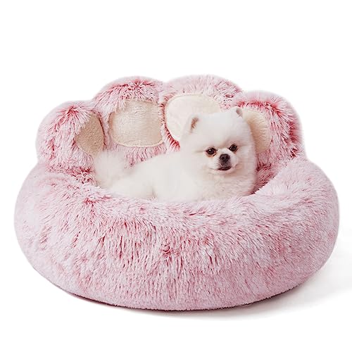 Jiupety Pet Round Hundebett von Pfote Form,Beruhigendes Donut-Hundebettn,Kunstfell-Katzenbett, große Größe Der Durchmesser beträgt 66cm, bequem und weich,waschmaschinenfest, rosa Jiupety Pet Round Hundebett von Pfote Form,Beruhigendes Donut-Hundebettn,Kunstfell-Katzenbett, große Größe Der Durchmesser beträgt 66cm, bequem und weich,waschmaschinenfest, rosa von Jiupety
